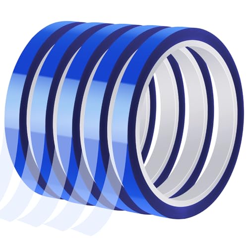 Fyguard 5 Rollen Hitzebeständiges Klebeband, 10mm x 30m Sublimationsklebeband Blaues Wärmeband Hitzeschutz für Sublimation Elektronik Leiterplatten