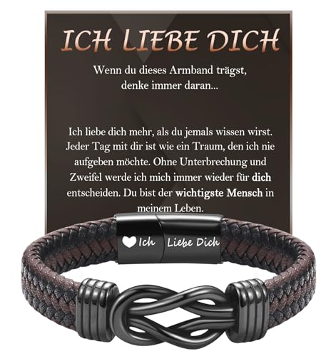 FAOMZQ Geschenke für Männer, Ich Liebe Dich Geschenk für Männer mit Gravur, Armband Geschenk für Meinen Mann Ehemann Freund zum Geburtstag Weihnachten Vatertag Valentinstag