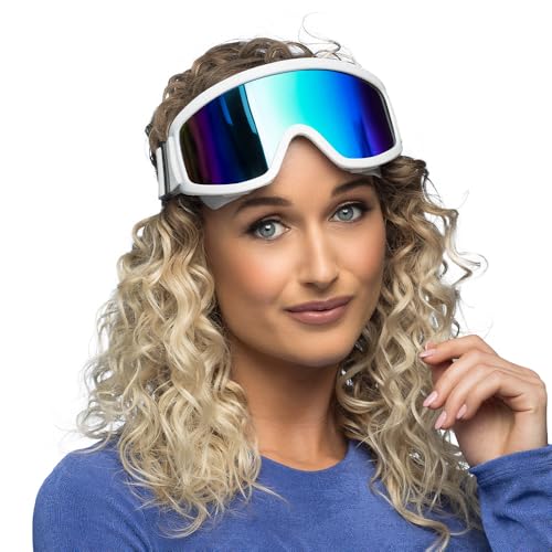 Boland - Skibrille für Kostüm und Party, stylische Brille für Festival, Karneval oder Apres Ski Mottoparty, Weiß