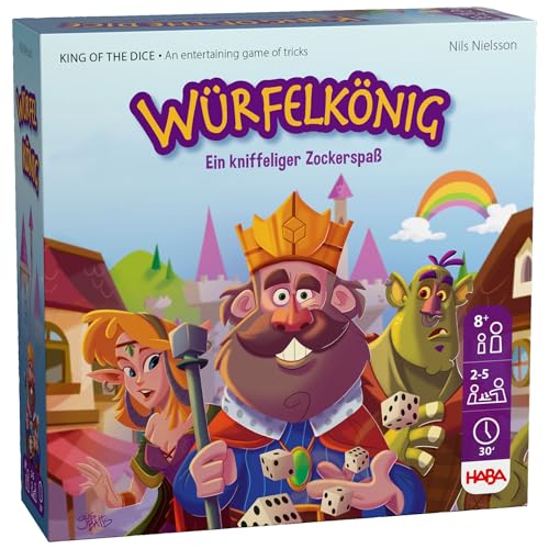 HABA Würfelkönig – Kniffliges Würfel- und Kartenspiel für 2-5 Spieler – Spannendes Gesellschaftsspiel für die ganze Familie – Ab 8 Jahren – Ideal als kleines Geschenk – 1303485001