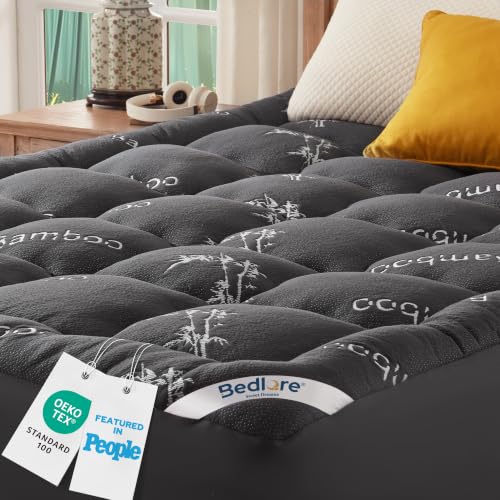 BEDLORE Matratzentopper 180x200cm, Kühlend mit Tiefem Rand 40cm Dunkelgrau
