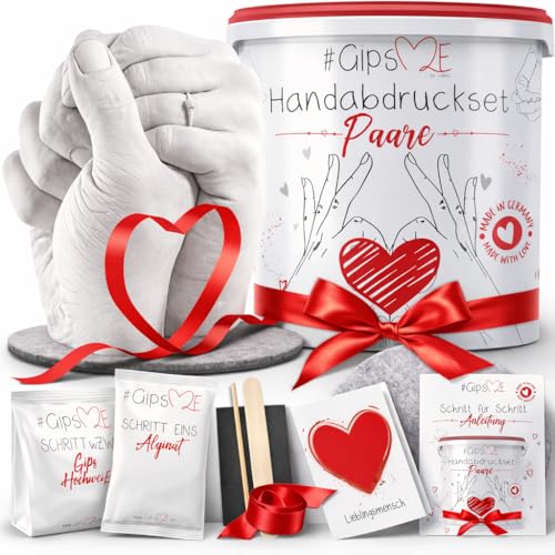 GipsME – DAS ORIGINAL - 3D Handabdruck Set für Paare – Gipsabdruck Hände - Partner und Pärchen Geschenke für Frauen und Männer für Valentinstag, Hochzeitstag, Jahrestag Geschenk für Sie und Ihn