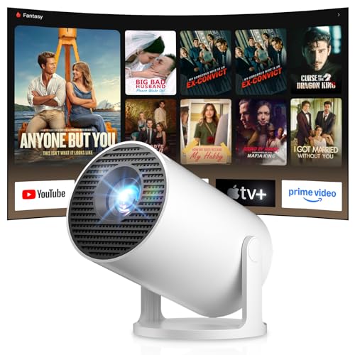 Salange Mini Beamer 2026,4K Unterstützt Smart Projektor Android 14, Tragbarer mit WiFi 6 und Bluetooth 5.4 Auto Keystone, Klein Handy Beamer Heimkino Outdoor,270°Dreh kompatibel,Weiß