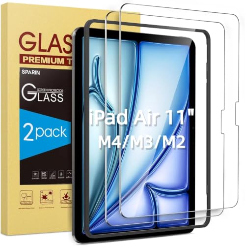 SPARIN 2 Stück Schutzfolie für iPad Air 11 Zoll M4/M3/M2 mit Montage Rahmen