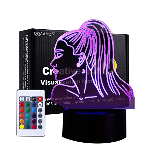 QQAAMZ Anime Grande Ariana 3d Led Nachtlicht Celebrity Singer Poster Katze Mädchen Schlafzimmer Dekoration Usb Licht 16 Farben Bestes Geburtstagsgeschenk Für Fans