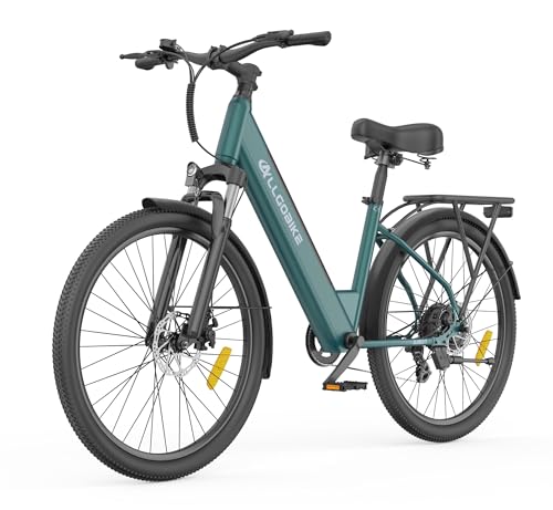 E Bike Herren Damen 27,5 Zoll, Elektrofahrrad City Trekkingrad mit 36V 15Ah Akku bis 100 km, 250W Pedelec bis 25 km/h, 45 Nm, 7-Gang Schaltung, Scheibenbremsen, E-Bike für Pendeln & Touren (GRUNBLAU)