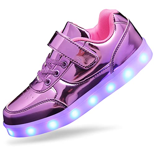 Kinder-Schuhe, LED-Sneaker, USB-Aufladung, blinkende Turnschuhe für Jungen und Mädchen, LED-Schuhe, rose, 18 EU