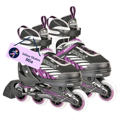 HUDORA Patines de ruedas Mia negro/morado - Patines para niños / adolescentes y adultos - tallas 37-40 - ajustables en 4 tallas - cómodos y elegantes