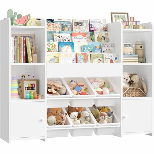 FOREHILL Kinderregal, Regal für Kinderzimmer, Spielzeug Aufbewahrung, Weiß