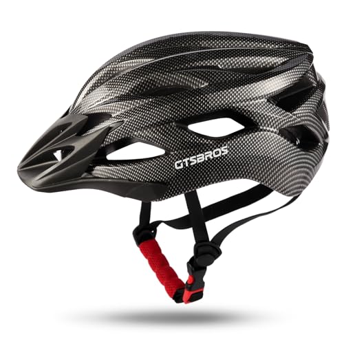 GTSBROS Fahrradhelm mit Visier für Damen Herren– Leichter Abnehmbarem Helm für Mountainbike und Stadtverkehr (Kohlefaser schwarz, M)