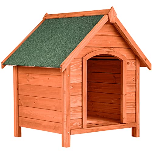 tectake Hundehütte Outdoor, große Hütte für Hund, Winterfest, Hundehöhle für Zuhause und draußen, Holz Box Haus mit aufklappbarem Dach, Hundehaus für drinnen und draußen