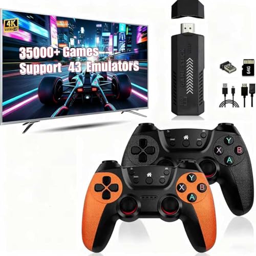 Mldnld Retro Konsole mit über 35.000 integrierten Klassikern, 2 kabellosen Controllern 30 Emulatoren mit 4K HDMI spielekonsole, Plug-and-Play