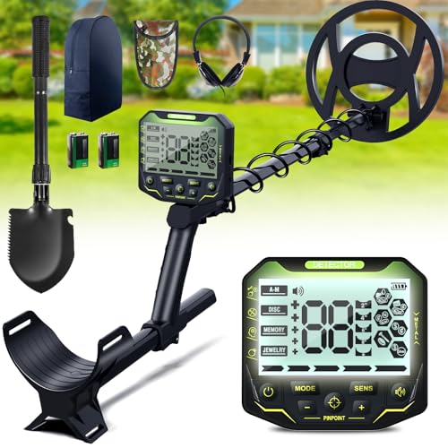 KingSom Metalldetektor Profi, 5 Modi Metallsuchgerät für Erwachsene & Kinder, Metalldetektoren mit DSP Chip,Pinpointer,IP68 Wasserdichte Suchspule,LCD Display,Metalldetektor Set mit Kopfhörer,Schaufel