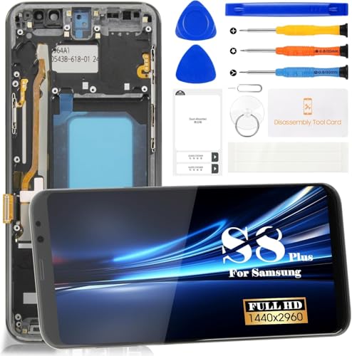 SRJTEK TFT für Samsung Galaxy S8 Plus, LCD-Display für Samsung Galaxy S8+, Bildschirmersatz für SM-G955, Digitizer-Touchscreen-Baugruppe, Reparatur-Teilesätze (schwarz, mit Rahmen)