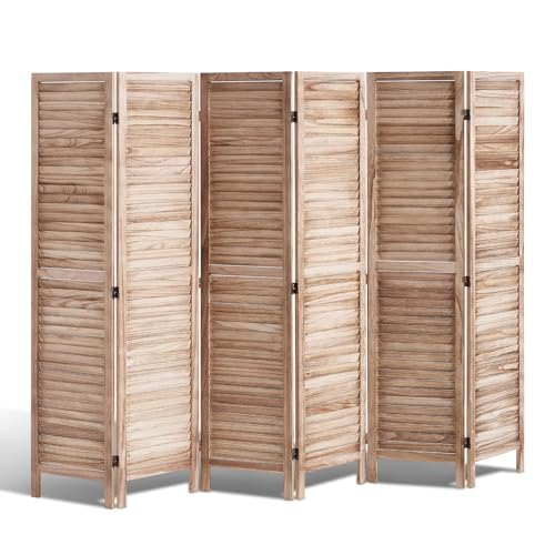 VEVOR Raumteiler Paravent aus Holz 6-teiliger Faltbarer Sichtschutz, 242 cm Langer Raumteiler, tragbarer Dekorationsschirm zur Raumtrennung mit europäischem Still für Zuhause Restaurant Schlafzimmer