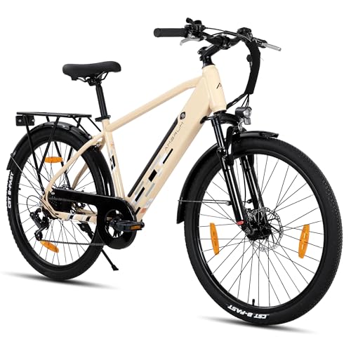 Hiland 26 Zoll Elektro Mountainbike, E-MTB mit 250W Motor, 36V 10.4Ah Batterie, Scheibenbremsen, 7-Gang E-Mountainbike für Männer Frauen, Gelb