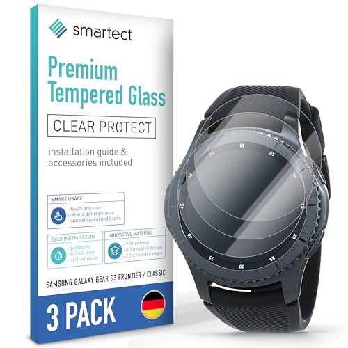 smartect Schutzglas [3 Stück, Klar] kompatibel mit Samsung Galaxy Gear S3 Frontier/Classic, HD Schutzfolie Anti-Kratzer, Blasenfrei, 9H Härte, 0.3 mm Ultra-klar, Ultrabeständig