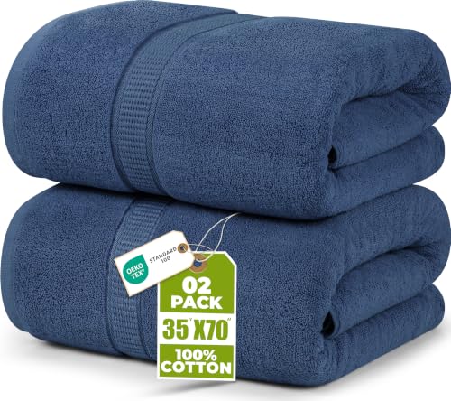 Utopia Towels 2er Badetücher Duschtücher Groß Baumwolle 90 x 180 cm Marine Blau