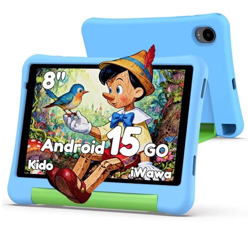 ALLDOCUBE KIDO Kinder Tablet 8 Zoll Android 15 Go, 32GB ROM + 512GB TF-Karte, Kindersicherung, iWawa, 5G WLAN, Unisoc T310, 5000mAh, 2 Lautsprecher, 3,5mm Buchse, Kinder Tablet mit Schutzhülle – Blau