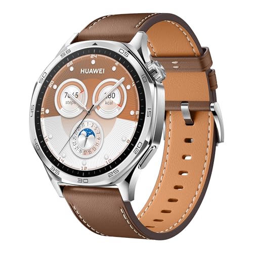 HUAWEI Watch GT 5 46 mm Smartwatch, Erweiterte Lauf- und Fahrradfunktionen, Gesundheitsmonitoring, Bis zu 14 Tage Akkulaufzeit, Kompatibel mit iOS & Android, +6 Monate erweiterte Garantie, Braun