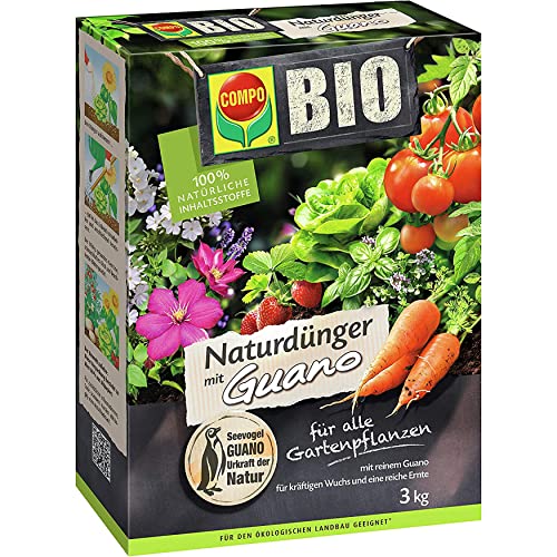 COMPO BIO Naturdünger mit Guano, 3 kg, für alle Gartenpflanzen