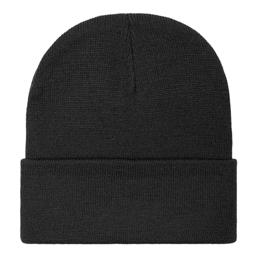 The ScotchMan Unisex Beanie – Doppelt gestrickte Strickmütze mit Umschlag – Warme Wintermütze aus Acryl-Baumwoll-Mix – One Size Schwarz