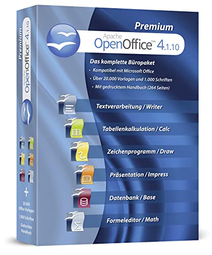 Open Office Premium 2024 Home Student Professional - Inkl. gedrucktes Handbuch, 1.000 Schriften / Kompatibel mit Word, Excel, für Windows 10 8 7