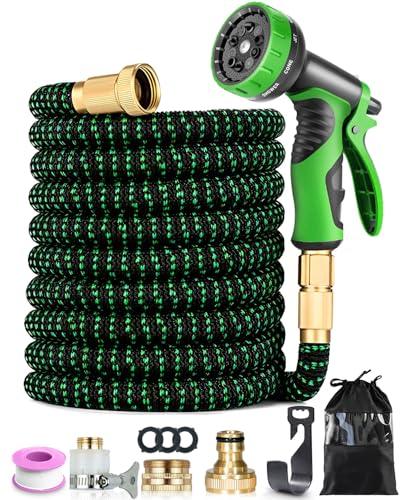 50 ft/15m Gartenschlauch Flexibel, Erweiterbarer Wasserschlauch mit 10 Funktionen Brause, 1/2