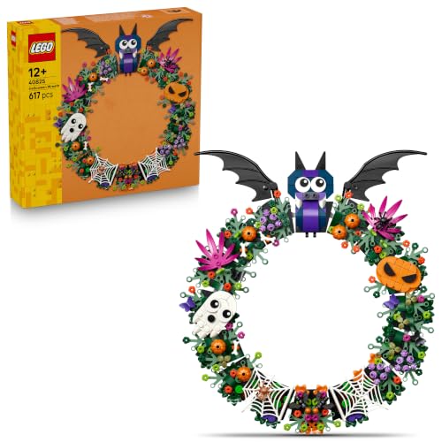 LEGO Halloweenkranz Modellbausatz - Mit Fledermäusen, Gespenstern & Spinnennetz - Wanddeko - Halloween Bauspielzeug Geschenk für Mädchen, Jungen & Teenagern ab 12 Jahre - 40825