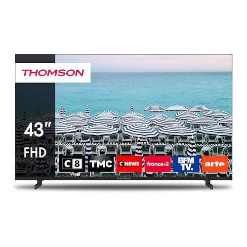 Thomson 43 Zoll (109 cm) FHD Easy TV, LED Fernseher (Ohne Smart-TV), Triple-Tuner (DVB-T/T2/C/S/S2), Dolby Audio, Hotel-Modus, Multimedia-Player, Beleuchtete Fernbedienung, 3X HDMI, 43FD2S13