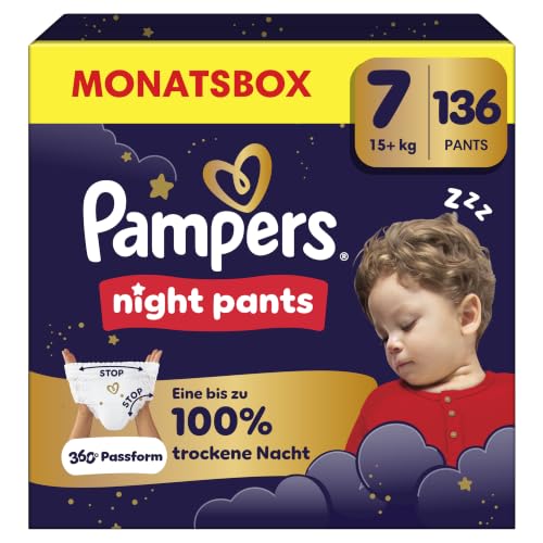 Pampers Night Pants Größe 7, 136 Windeln, 15kg+