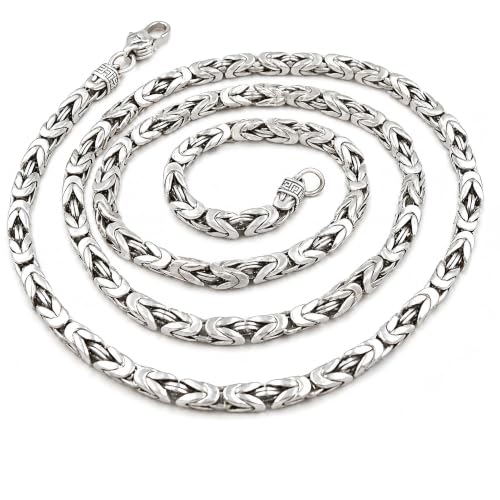 Echte 925 Silber Halskette Männer Frauen 4mm Byzantinische Kette Link