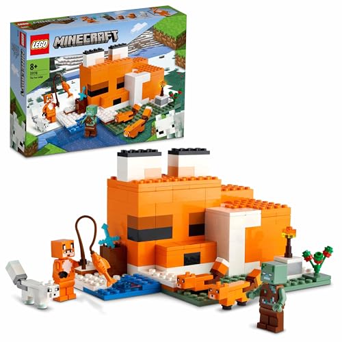 LEGO Minecraft Die Fuchs-Lodge - Spielset mit Spielzeughaus - Gamer Geschenk mit Ertrunkenem, Füchsen und einem Helden in einem Fuchs-Skin - Spielzeug für Kinder ab 8 Jahren - 21178