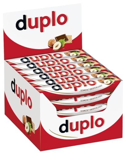 Ferrero duplo Einzelriegel – Schokoriegel mit feiner Nugatcreme, knuspriger Waffel & zarter Vollmilchschokolade – Süßigkeiten für Karneval & Fasching – 1 Großpackung mit 40 einzeln verpackten Riegeln
