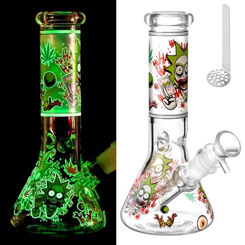 Masenyee 20cm klein Fluoreszierend minibong mit 14.5mm Schüssel und Sieb, Rauchen Glaspfeife bong, Robustes und dickes bong, Rauchen Anfänger, Kompakt zu tragen, Chillum Wasserpfeife (Fire Red)