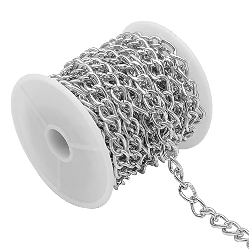 GYSRXS 5 m Rolle Aluminium Panzerketten mit Spule Kette Meterware Spulenkette Metall Kette Verwendet für DIY Armband Kette Schmuckherstellung,6.5x10mm (Silber)
