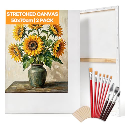 DazSpirit Leinwand zum Bemalen 50x70 cm 2er Set, Keilrahmen Leinwand Groß
