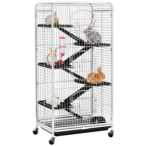 Yaheetech Nagerkäfig Nagervoliere Metall Hamsterkäfig Kleintierkäfig Käfig mit 3 Fronttür Weiß