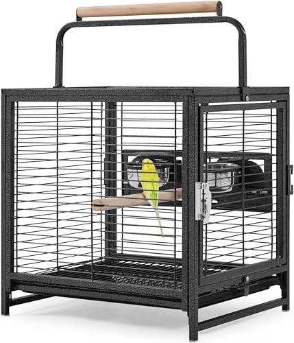 Yaheetech Vogelkäfig Reisevogelkäfig mit Handgriff Vogelvoliere Kleintierkäfig Vogelhaus mit 2 Sitzstangen