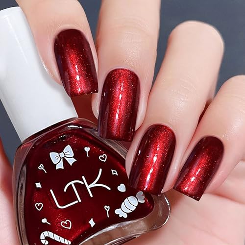 Perlrot Nagellack, Glänzender Schnelltrocknender Nagellack, Weinroter Nail Polish mit Cremigem Finish, Langanhaltender Chip Resistant & Farblack für DIY Nail Art Maniküre zu Hause (Perlrot, 12g)