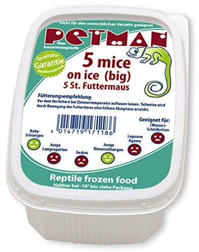 Petman Mice on Ice Big, 5 x 5 STK.-Dose, Tiefkühl-Reptilienfutter ohne chemische Zusätze und Konservierungsstoffe