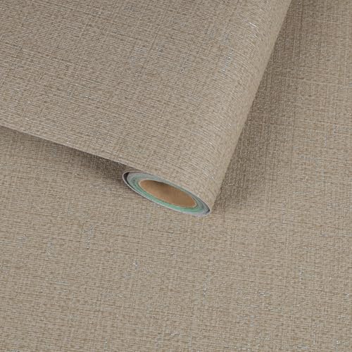 VaryFloral Tapete Selbstklebend Leinen Textur Klebetapete Hellbraun 30cmx300cm Wandtapete Selbstklebend Leinenoptik Retro Klebefolie Möbel Grasgewebe Stofftapete Folie für Möbel Küchenschränke