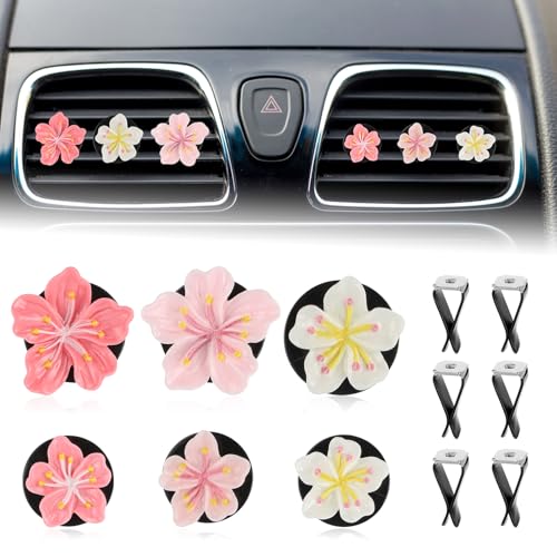 LIQWEI 6 Stück Gänseblümchen Blume Auto Lufterfrischer Clip, Blume Auto Diffuser Autodeko für Lüftung Autozubehör Innenraum Frauen Aromatherapie Blumen