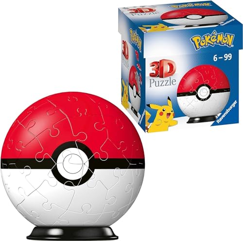 Ravensburger 3D Puzzle 11256 - Puzzle-Ball Pokémon Pokéballs - Pokéball Classic - für große und kleine Pokémon Fans ab 6 Jahren