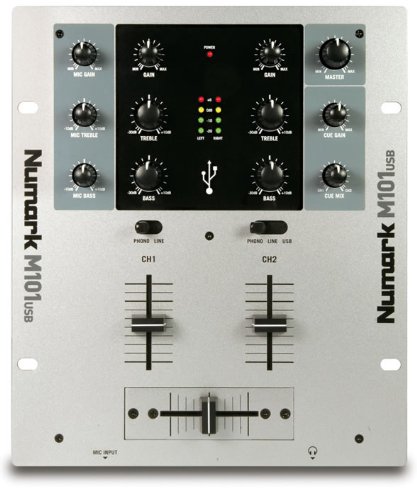 Numark M101USB 2-Kanal, Schwarz, Silber – Audio-Mischpult (2 Kanäle, 6,3 mm, Intel Pentium 4, 512 MB, 1000 MHz)