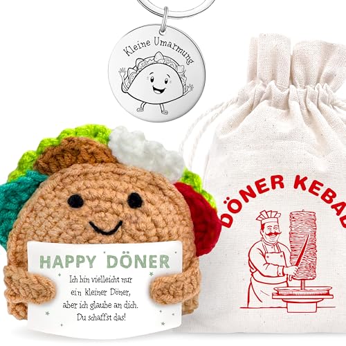 LOViLEE Happy Döner Diggi im Geschenkset - Positive Kartoffel inkl. Geschenkbeutel und Pocket Hug - Positive Potato, Glücksbringer Prüfung, Du schaffst das Geschenk, Glücksbringer Mann, Mutmacher