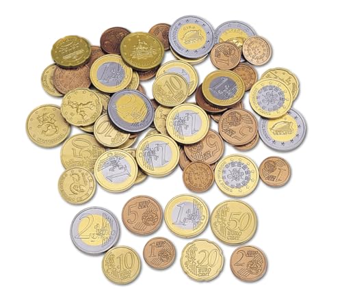 Learning Resources Spielgeldset Euro-Münzen (Set mit 100 Stück), Kinder Euro spielgeld münzen, kaufladen Kasse, Spielgeld für Kinder kaufmannsladen einkaufsladen