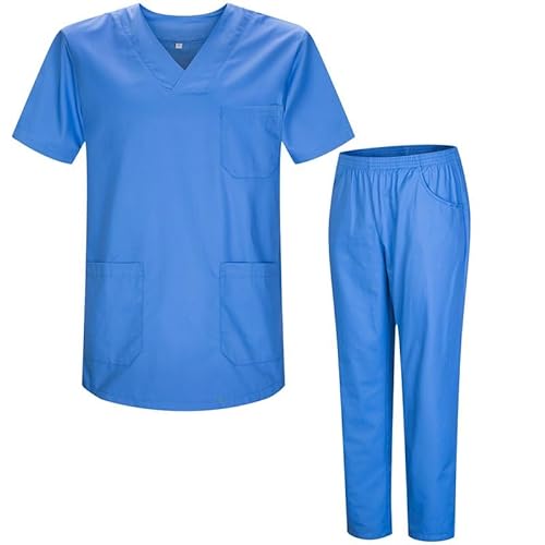 MISEMIYA Unisex Uniforms Scrub Bz-817-8312 Arbeitsbekleidung-Set, Hellblau 21, L