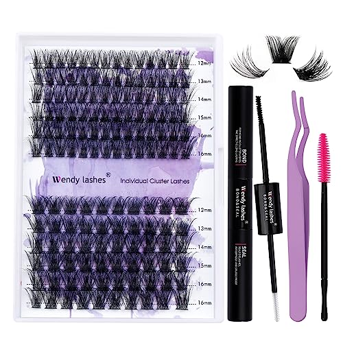 DIY Wimpern Extensions Set C3+C9 12-16mm Mixed Cluster Wimpern Set D Curl Lashes Cluster Kit with Lash Bond and Seal for Wimperverlängerung(C3+C9-D)