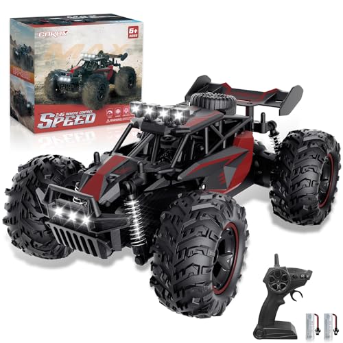 Carox Ferngesteuertes Auto,2.4 GHz 25 km/h RC Auto,1:18 Off Road Monstertruck mit Scheinwerfer und Fahrgestellbeleuchtung Crawler Truck Spielzeug